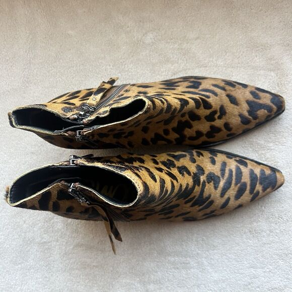Sam Edelman Walden Leopard Fur Block Heel Ankle Boot Bootie Women 7 Animal Zip - Picture 9 of 16